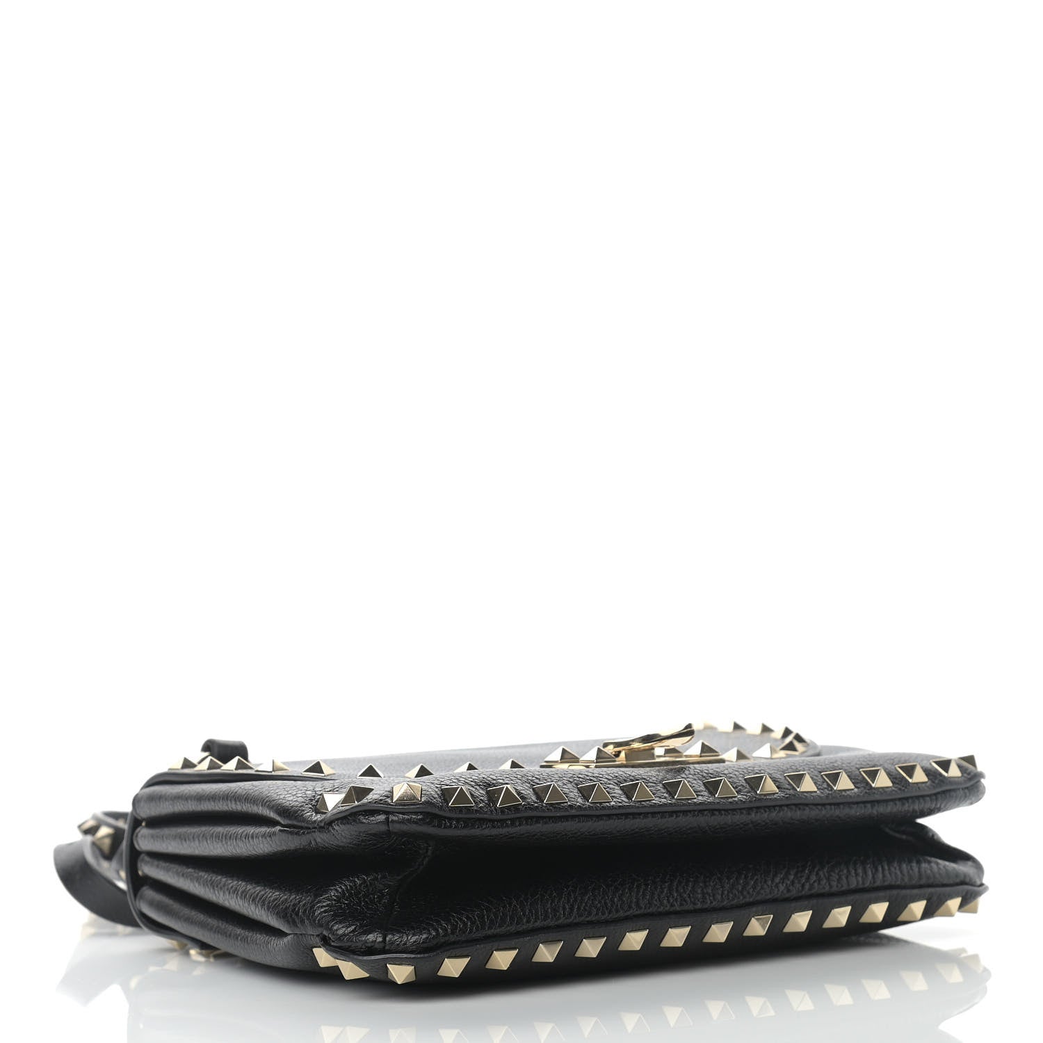 Valentino Garavani Pebbled Calfskin Small Rockstud Flap Crossbody Bag Black 4 of 10
