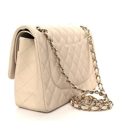 Chanel Caviar Quilted Jumbo Double Flap Light Beige 3 of 11