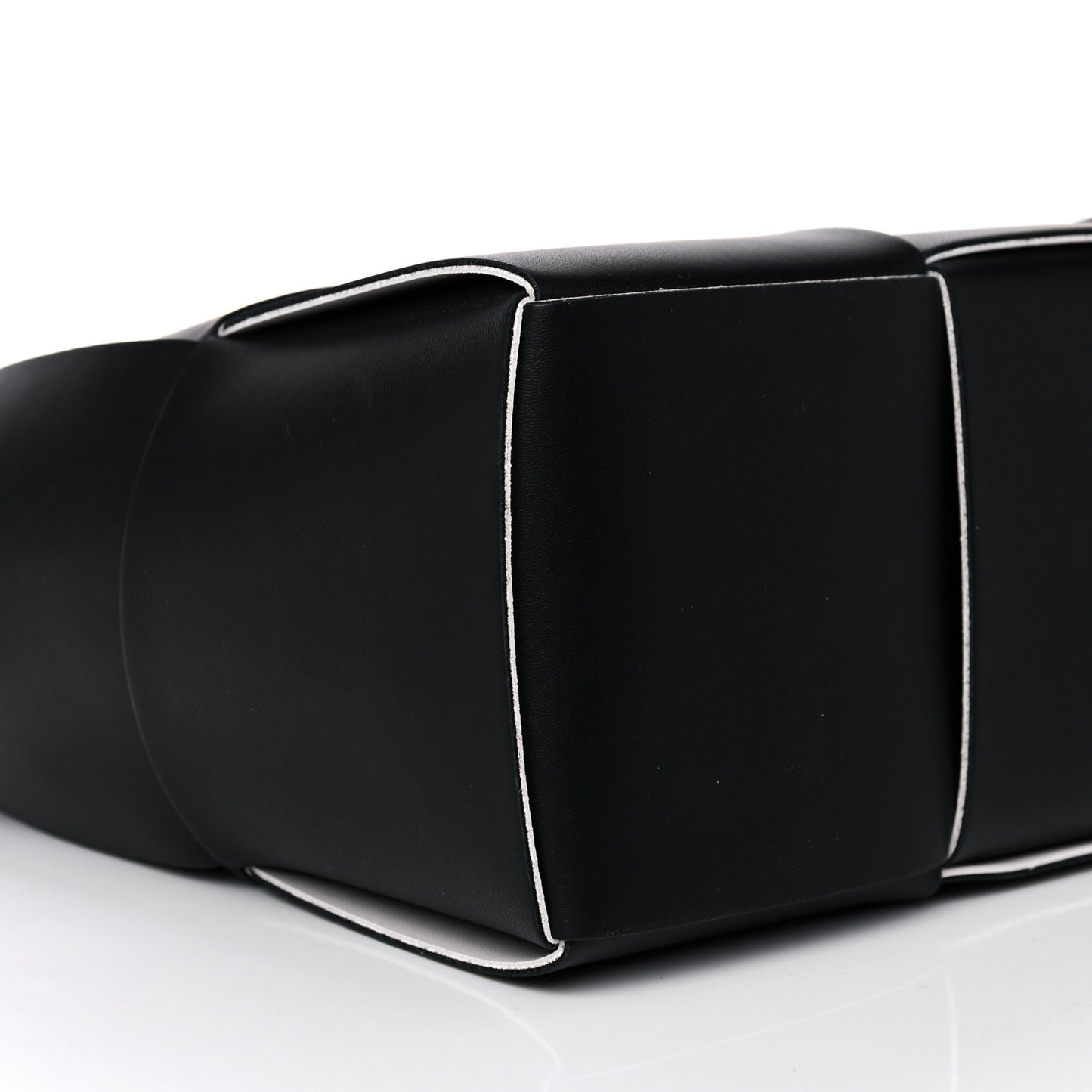 Nappa Maxi Intrecciato Small Arco Tote Black White