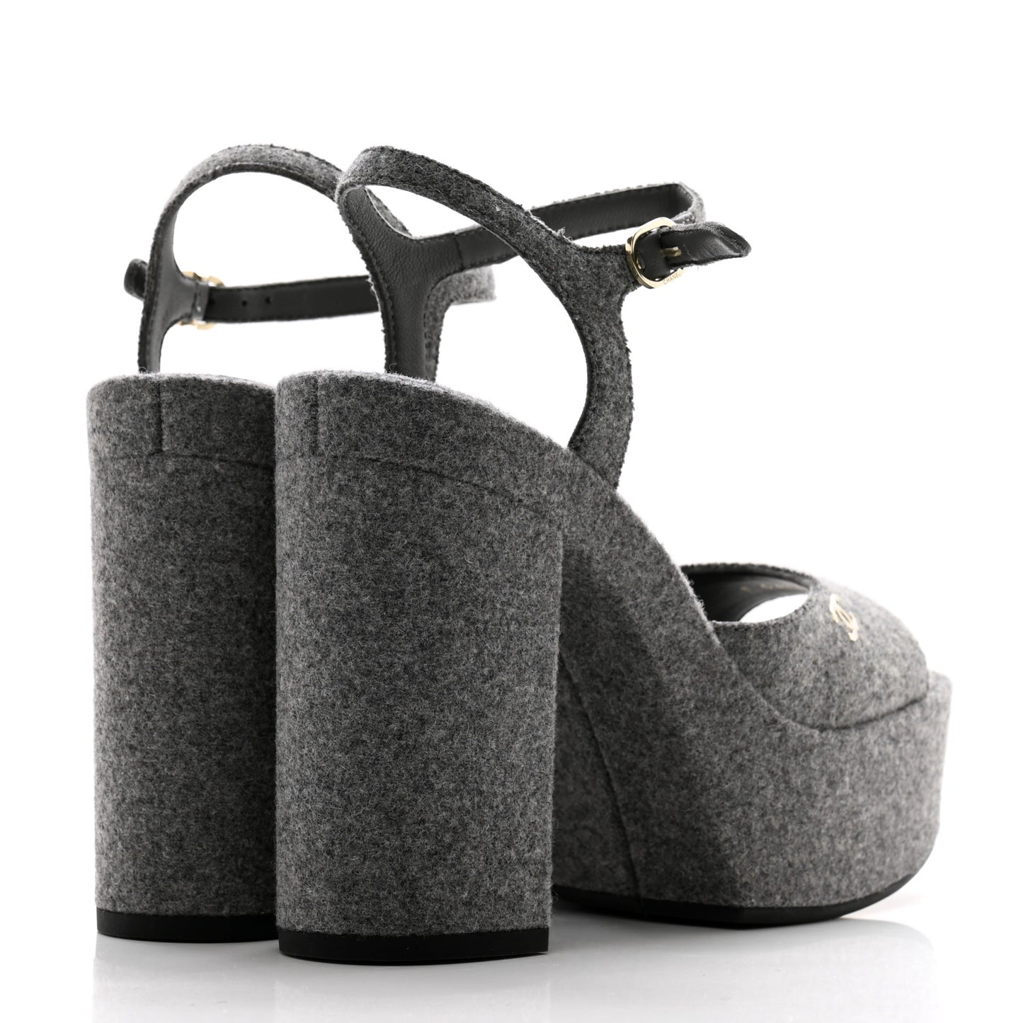 Wool CC Platform Sandals 38.5 Grey