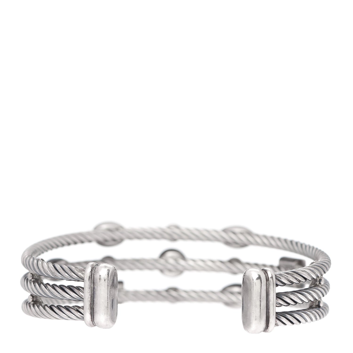 David Yurman Sterling Silver Iolite Garnet Amethyst Ruby Three Row Confetti Cuff Bracelet 3 of 4
