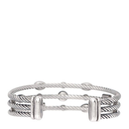 David Yurman Sterling Silver Iolite Garnet Amethyst Ruby Three Row Confetti Cuff Bracelet 3 of 4