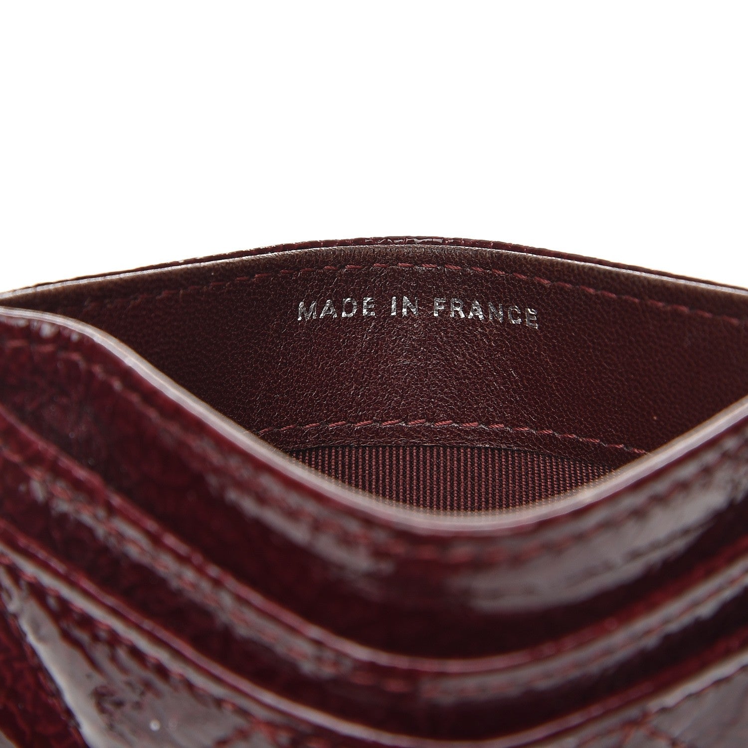 Chanel Distressed Patent Quilted Card Holder Bordeaux 7 of 9
