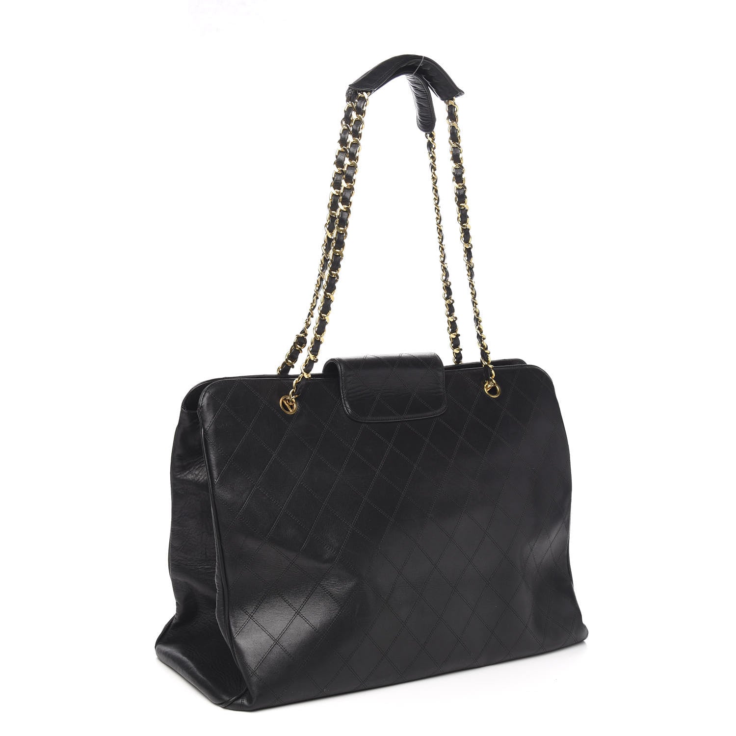 Chanel Calfskin Stitched XL Weekender Black 2 of 9