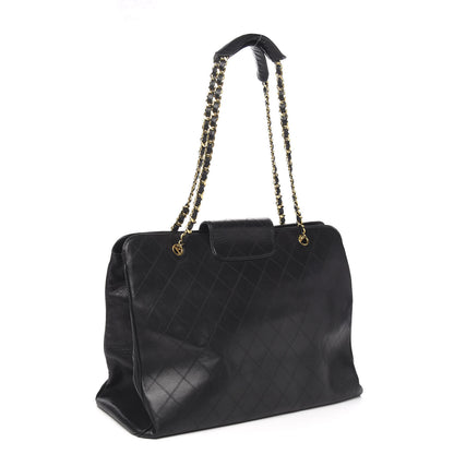 Chanel Calfskin Stitched XL Weekender Black 2 of 9