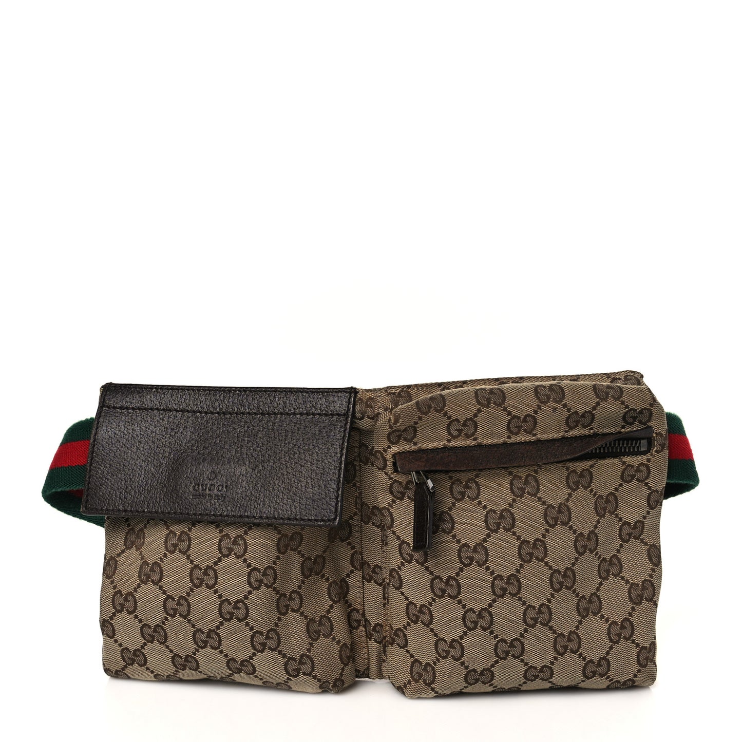GG Monogram Double Pocket Belt Bag Dark Brown