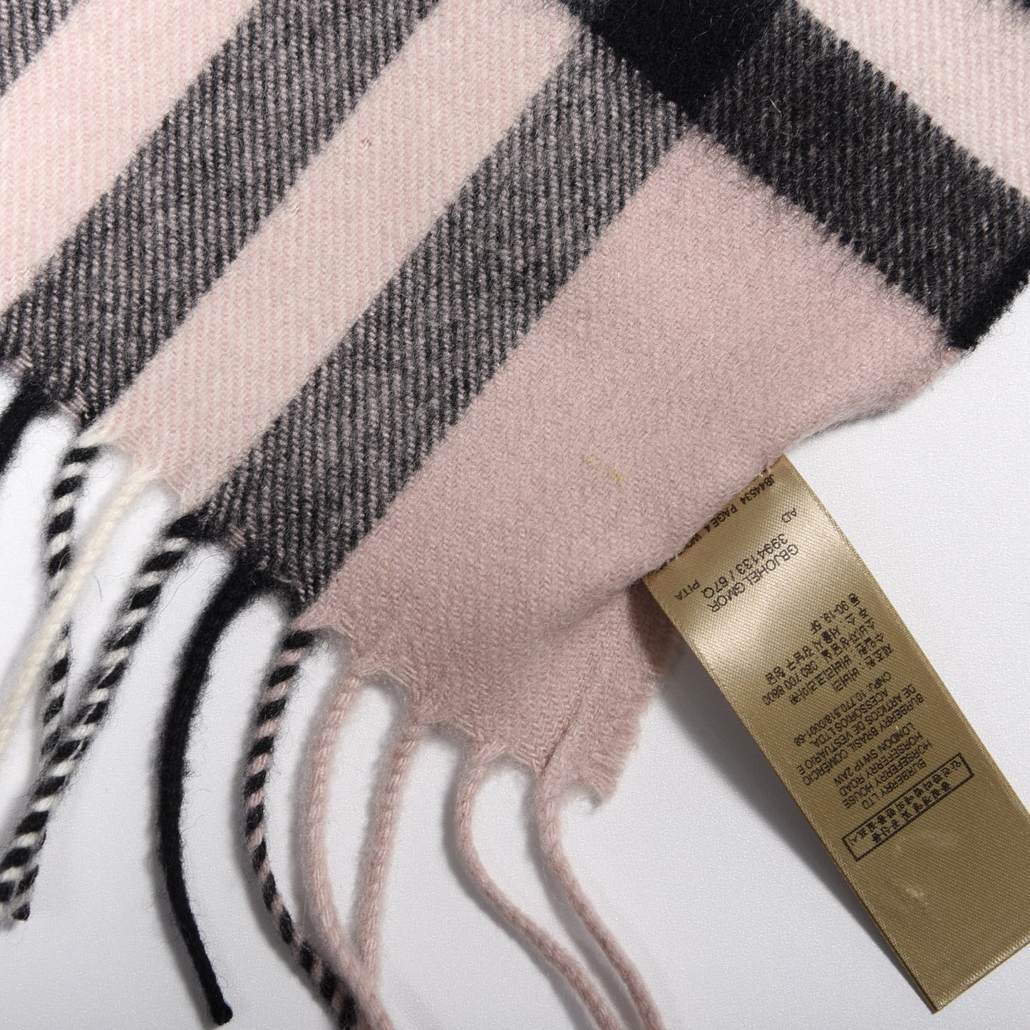Cashmere Giant Heritage Check Fringe Scarf Ash Rose