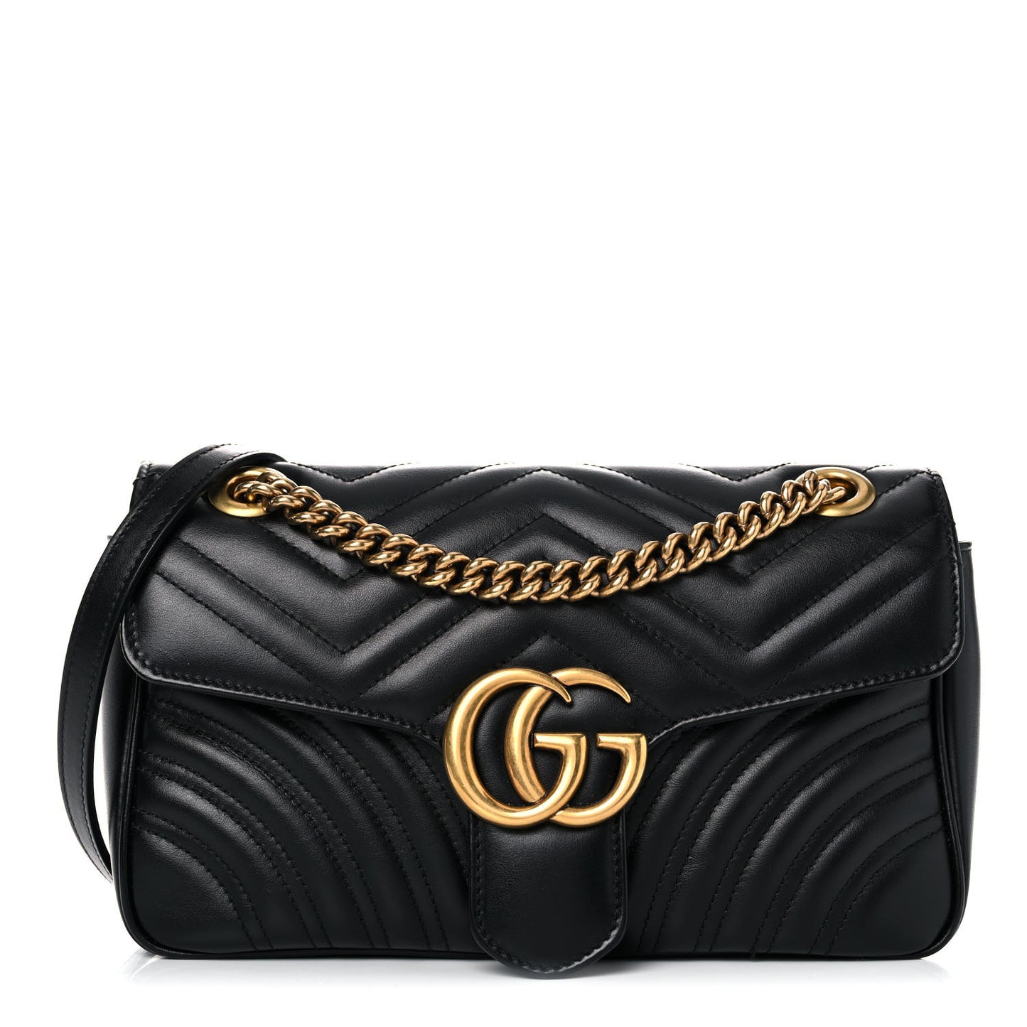 Calfskin Matelasse Small GG Marmont Shoulder Bag Black