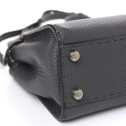 Fendi Cuoio Romano Selleria Bi-Color Mini Peekaboo Iconic Satchel Asfalto Latte 7 of 9