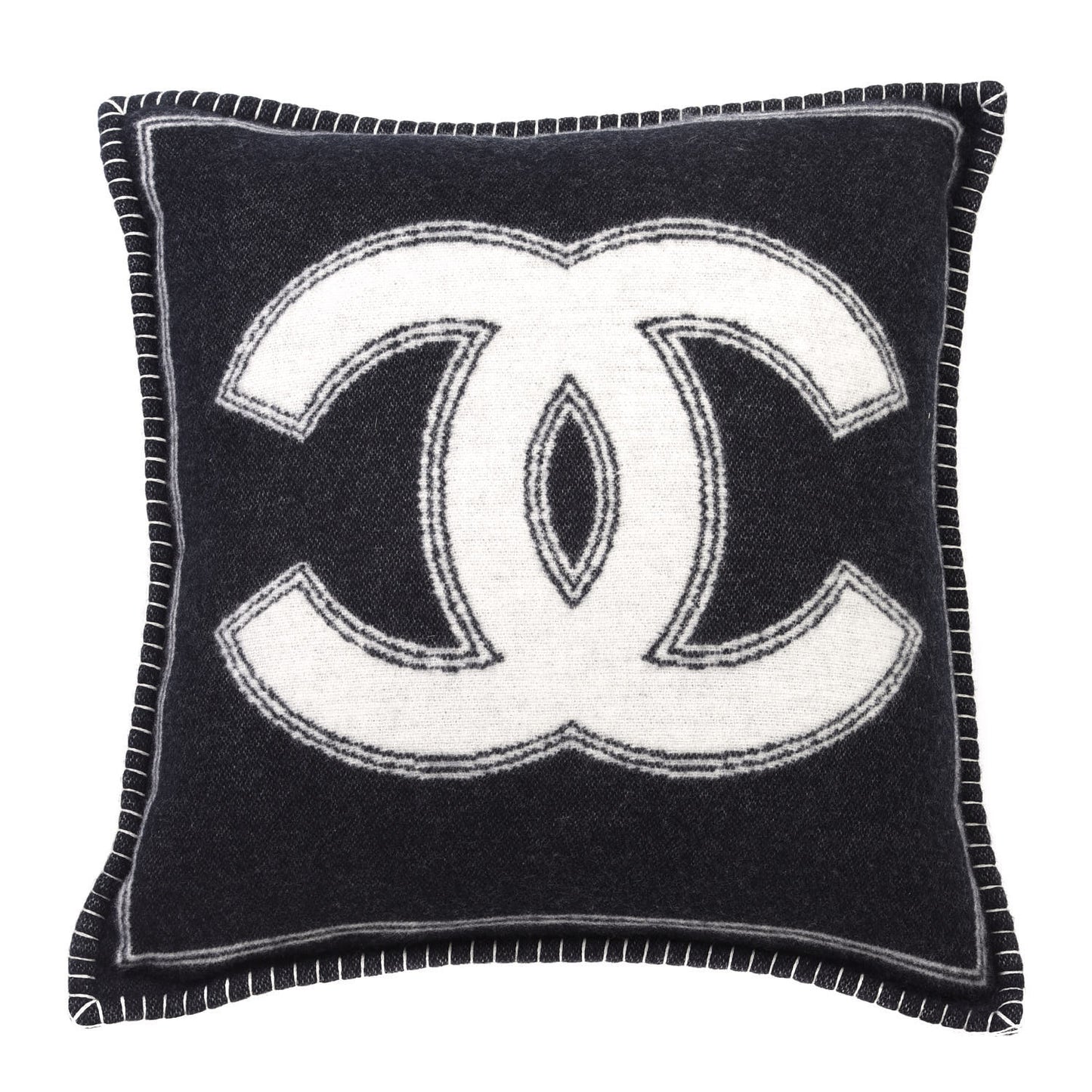Merino Wool Cashmere CC Pillow Black White