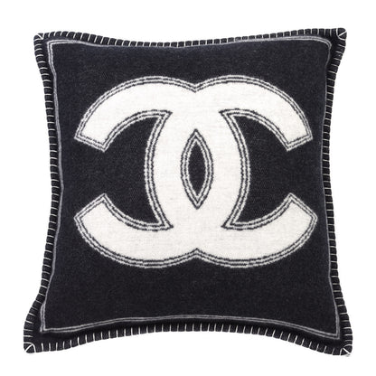 Chanel Merino Wool Cashmere CC Pillow Black White 1 of 6