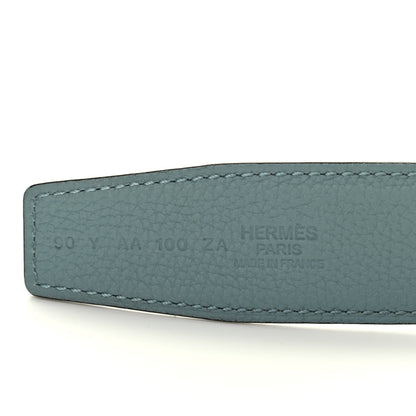 Hermes 135 Togo 32mm Guilloche H Belt 90 Ciel Graphite 7 of 9