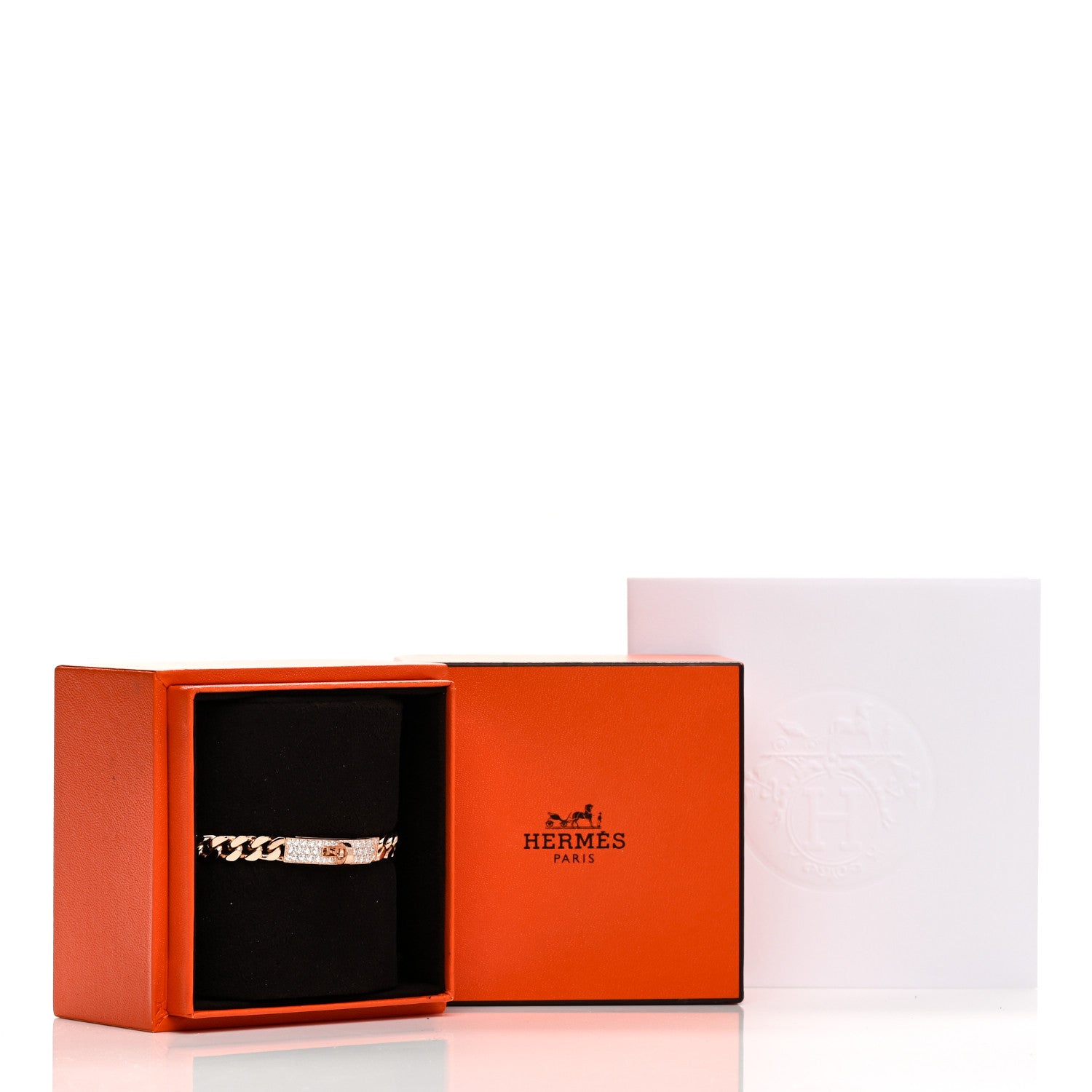 Hermes 18K Rose Gold Diamond PM Kelly Gourmette Bracelet ST 4 of 4