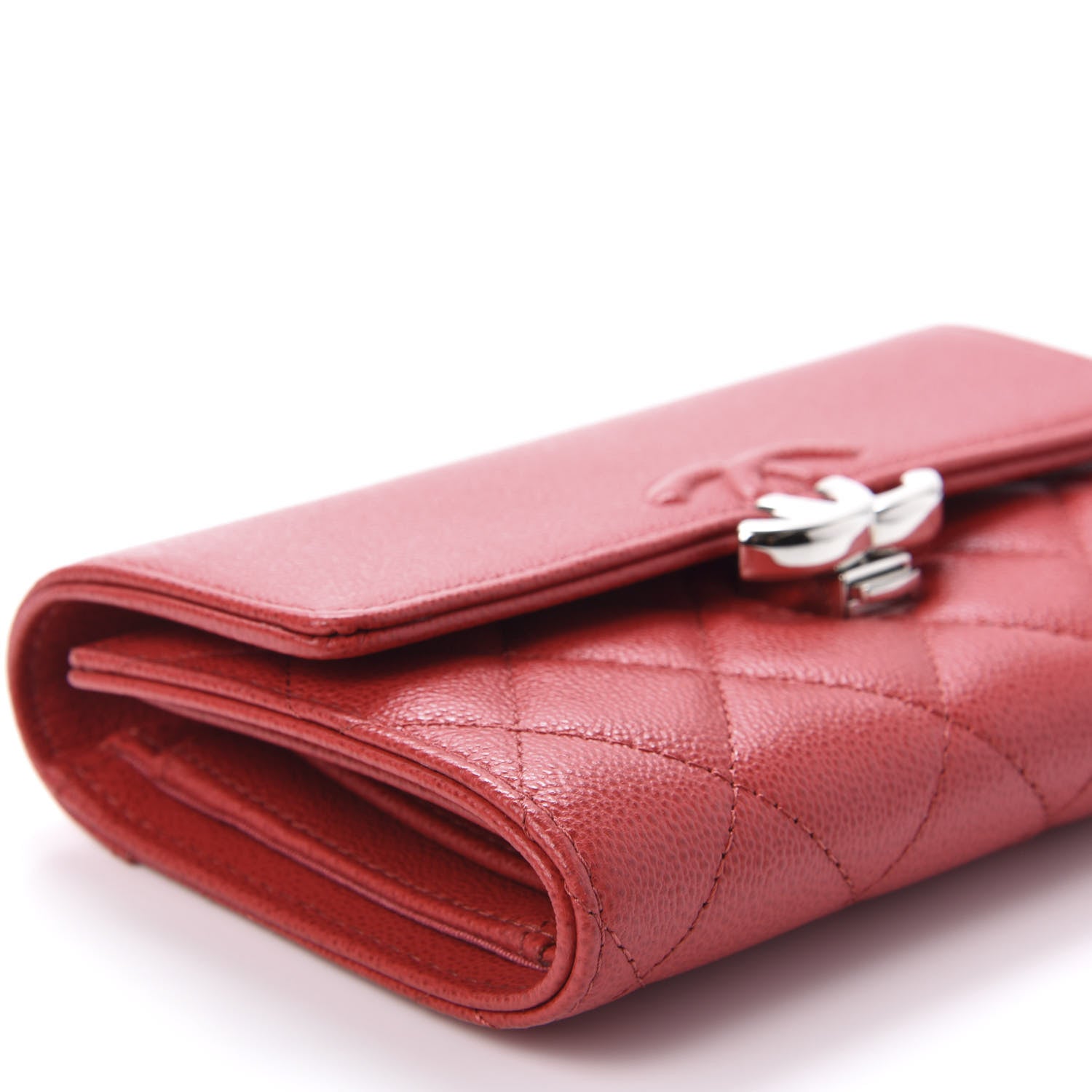 Chanel Grained Calfskin Quilted CC Box Flap Wallet Red 6 of 10