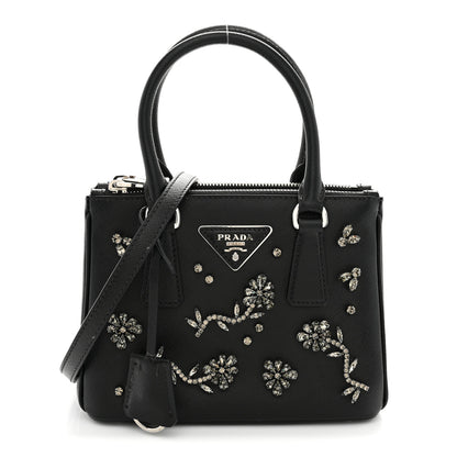 Prada Saffiano Lux Crystal Mini Galleria Double Zip Tote Black 1 of 13