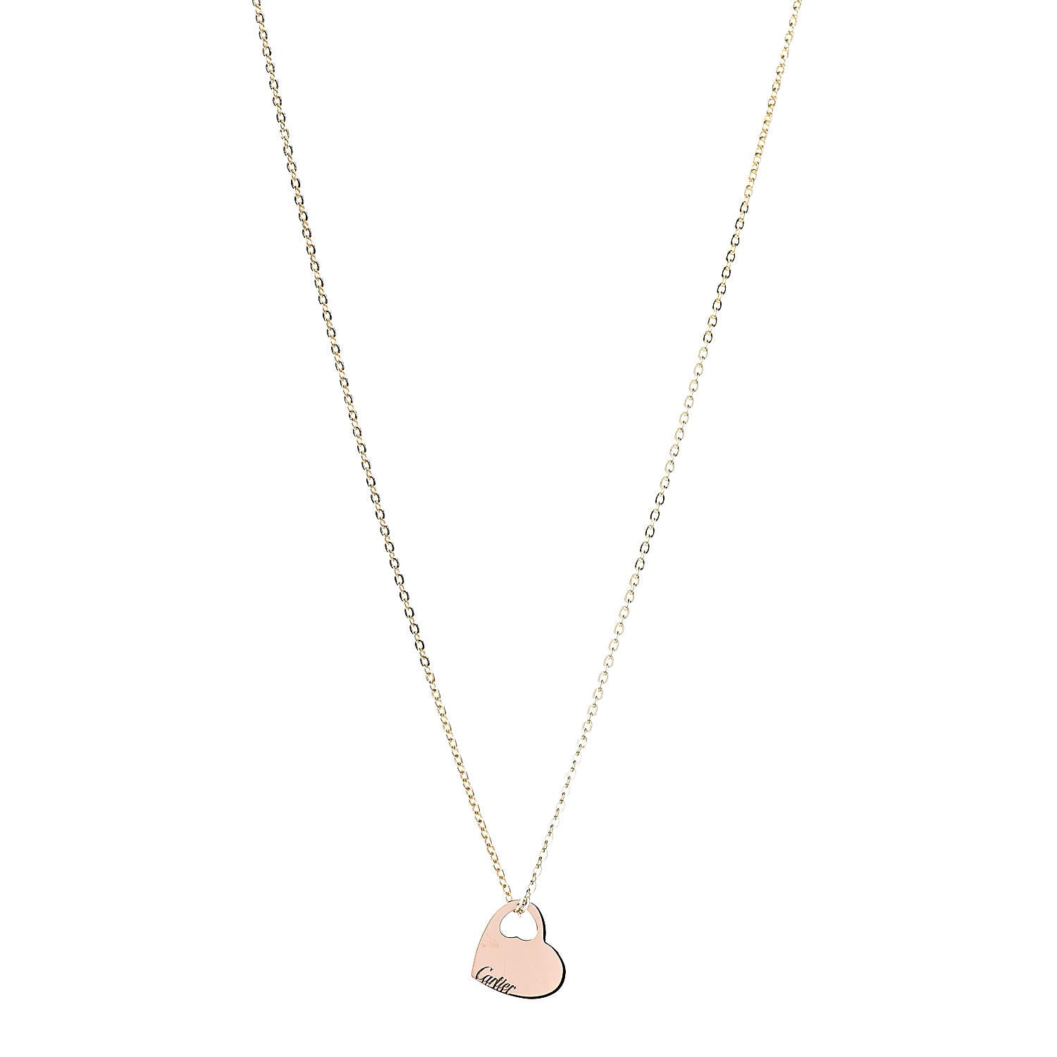 Cartier 18K Yellow Pink Gold Heart Pendant Necklace 1 of 5