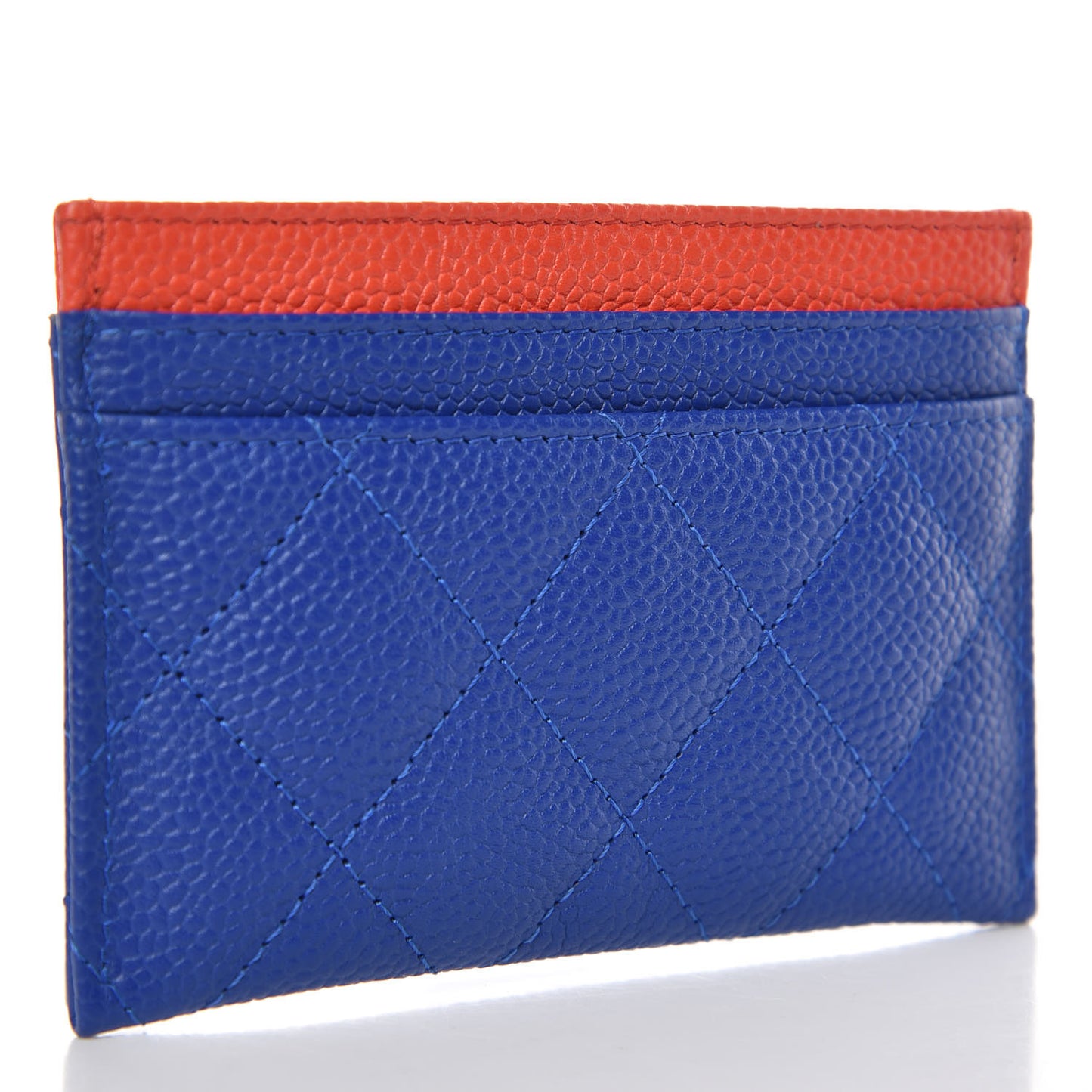Caviar Quilted Filigree Card Holder Blue White Red