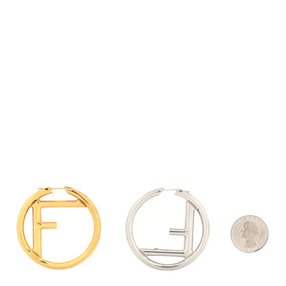Fendi Metal FF Hoop Earrings Gold Silver 2 of 4