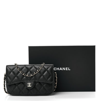 Chanel Caviar Quilted Flap Phone Holder With Chain Black 12 of 12