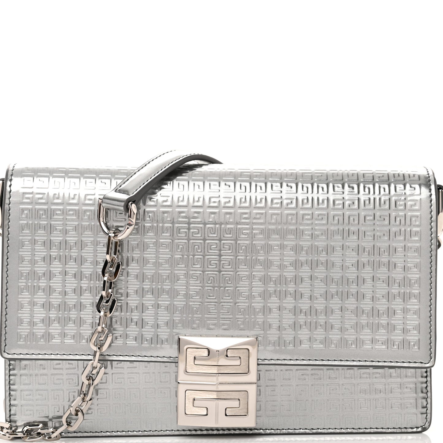 Metallic Calfskin 4G Embossed Small 4G Crossbody Silver
