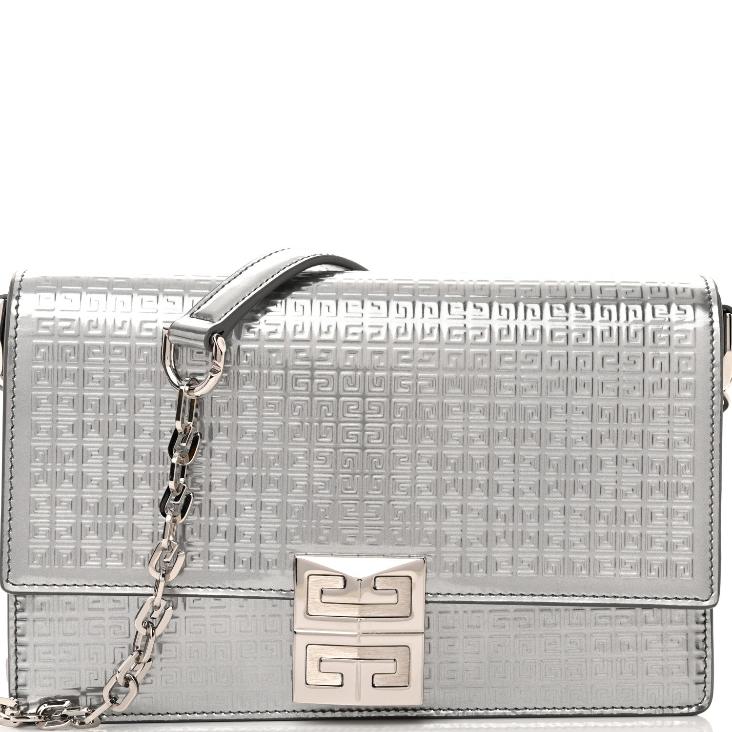 Givenchy Metallic Calfskin 4G Embossed Small 4G Crossbody Silver 7 of 11