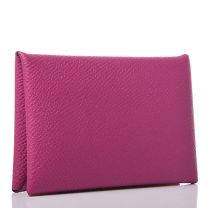 Hermes Epsom Calvi Card Case Rose Pourpre 3 of 9