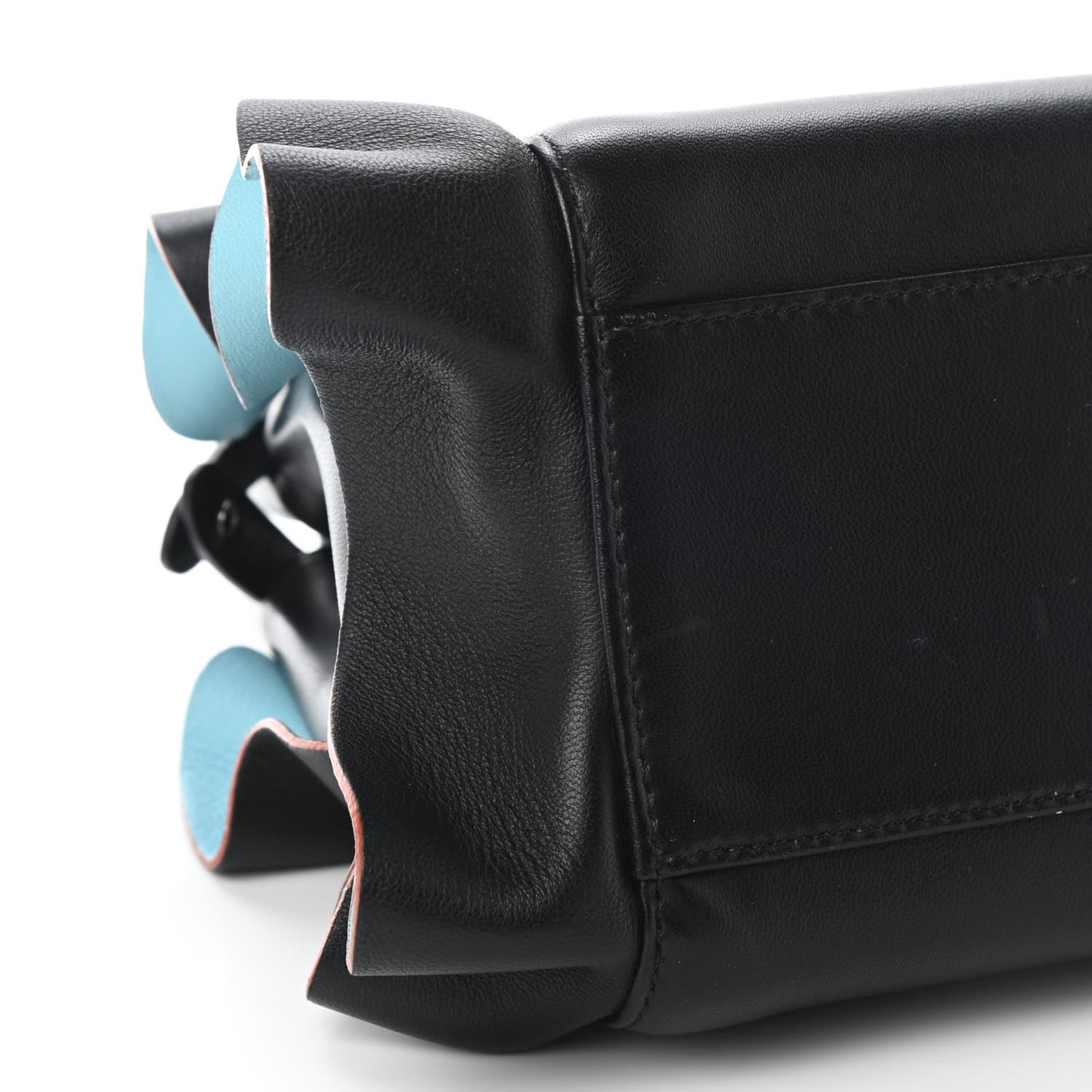 Nappa Waves Bi-Color Mini Peekaboo Iconic Satchel Black Turchese