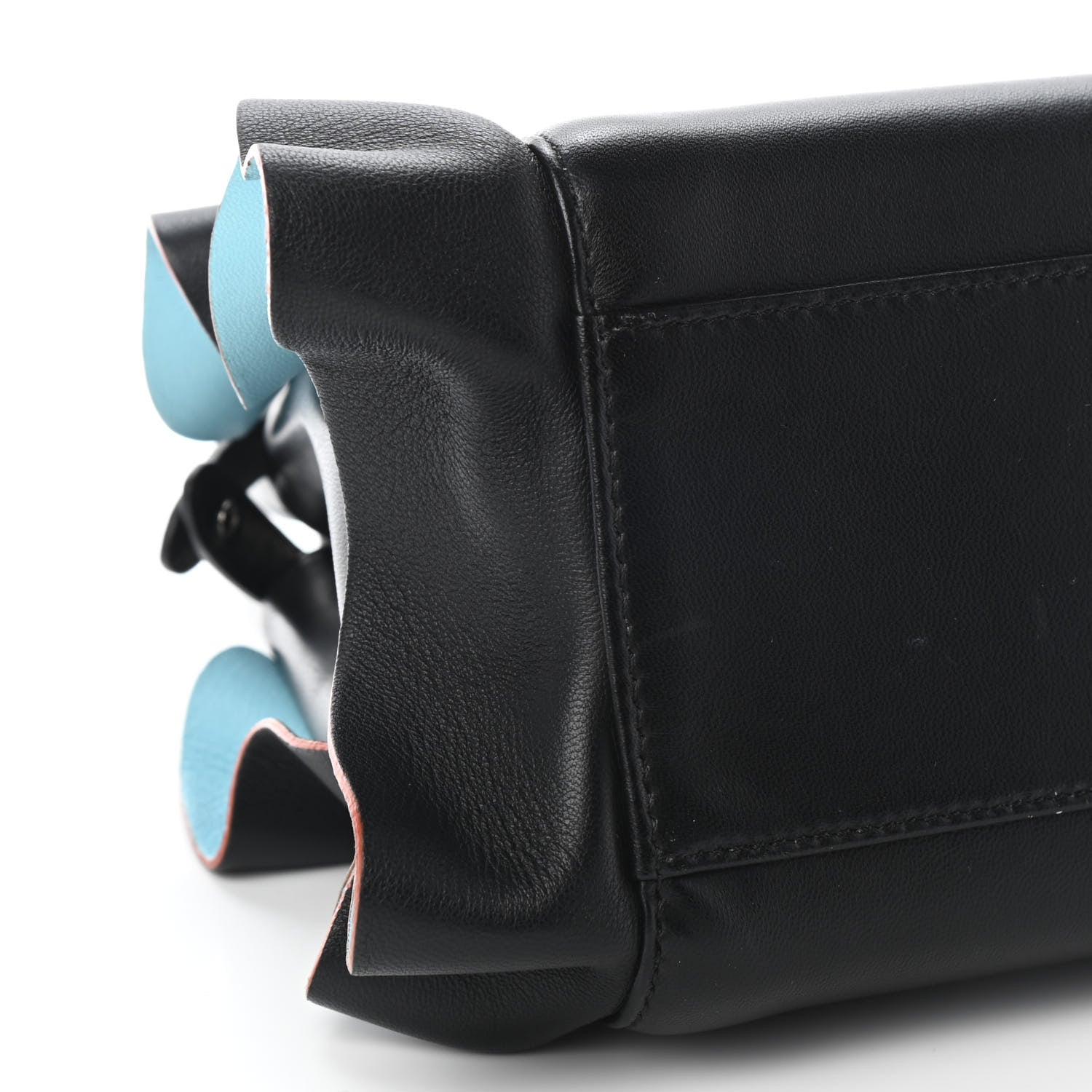 Fendi Nappa Waves Bi-Color Mini Peekaboo Iconic Satchel Black Turchese 8 of 10