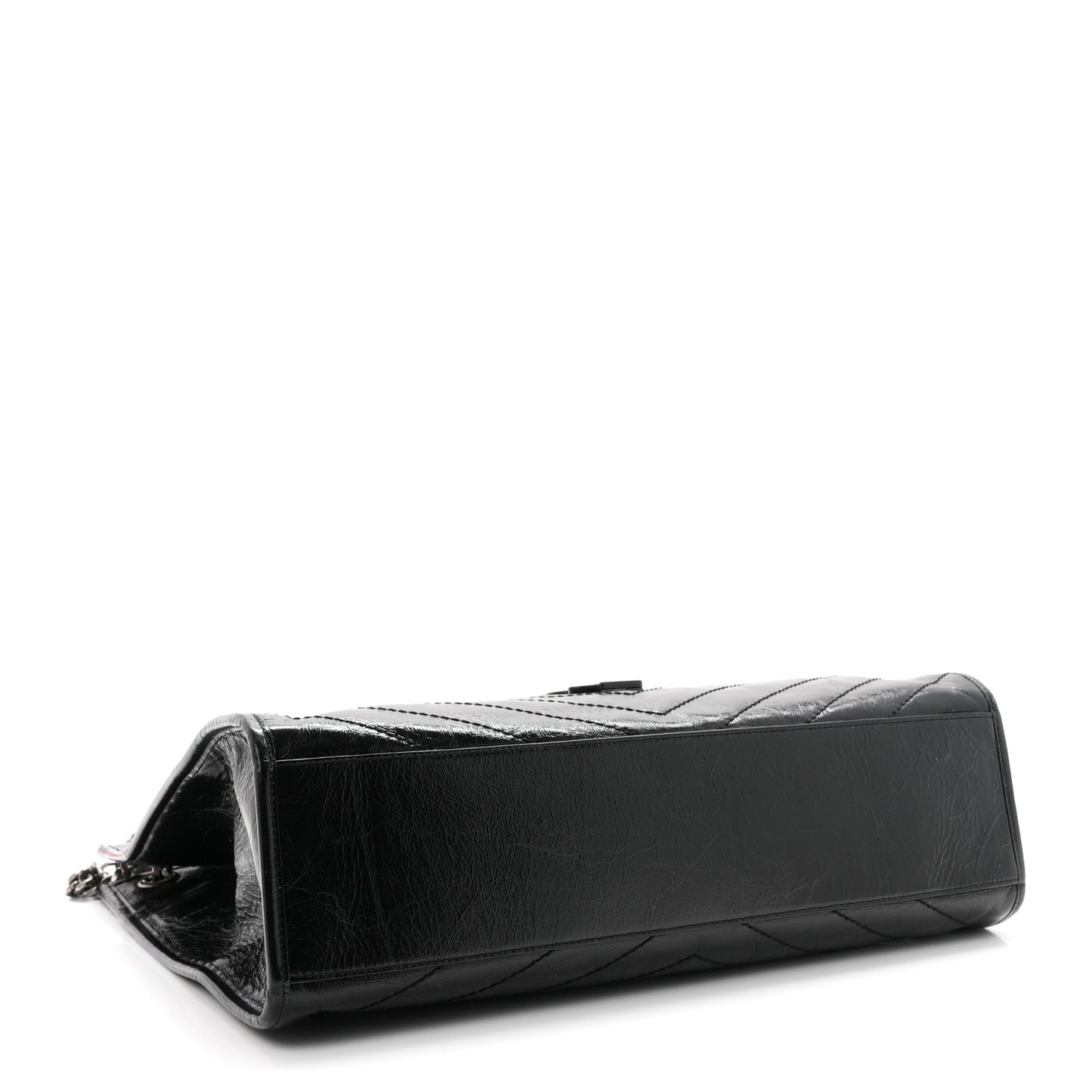 Crinkled Calfskin Matelasse Monogram Large Niki Shopper Tote Black
