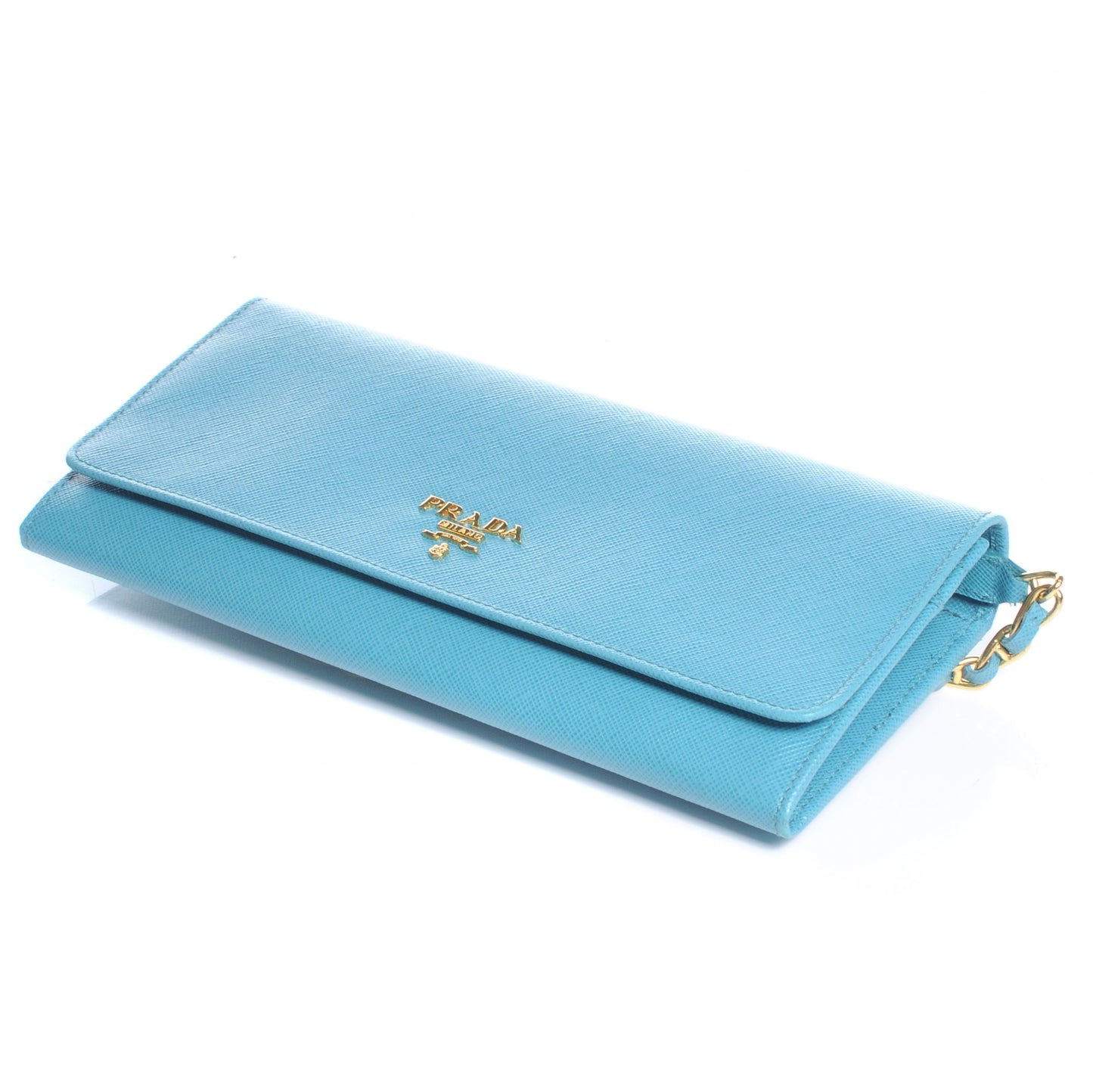 Saffiano Metal Wallet with Chain Turchese