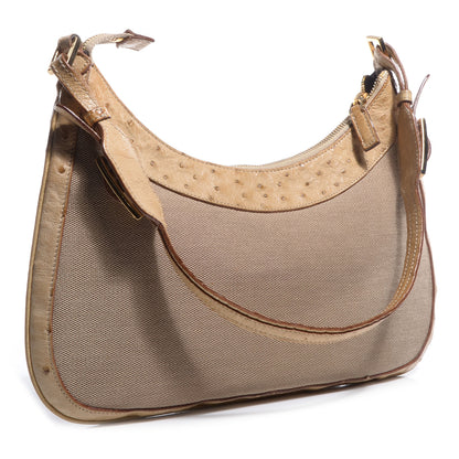 Gucci Ostrich Canvas Small Hobo Beige 3 of 7