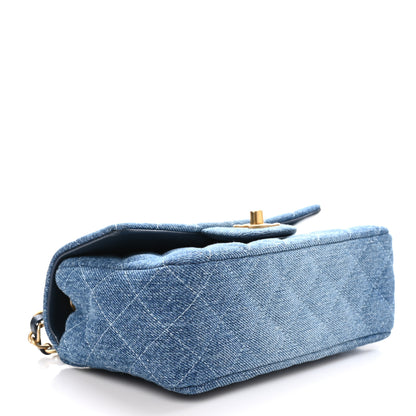 Chanel Washed Denim Quilted Mini Rectangular Flap Blue 4 of 10