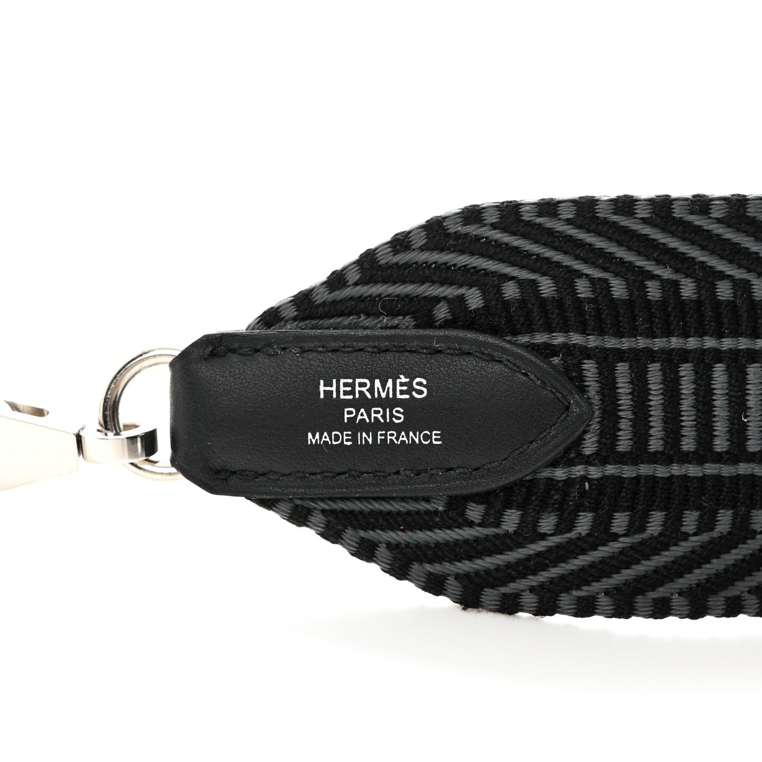 Hermes Toile Swift 50mm Sangle Cavale Shoulder Strap Black Gris Misty 3 of 6