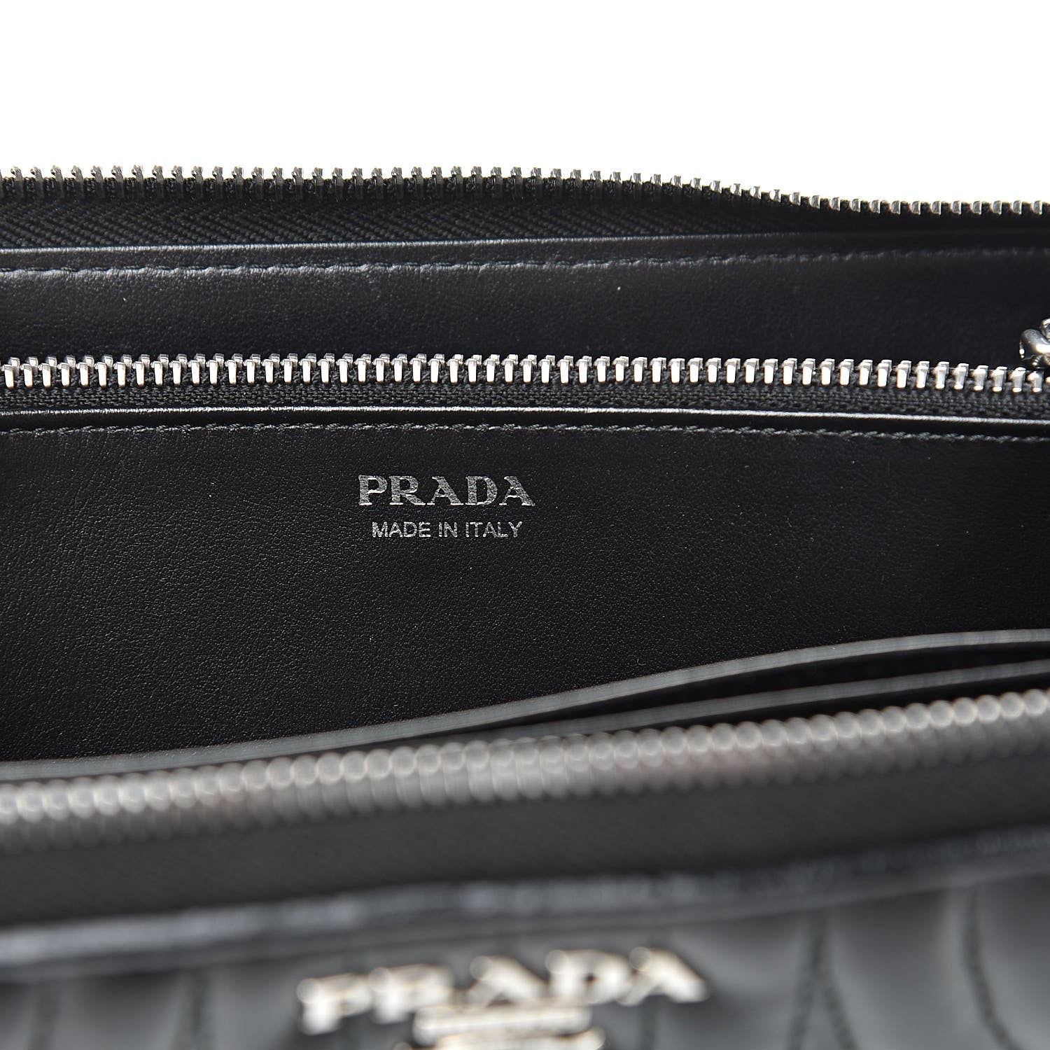 Prada Soft Calfskin Diagramme Zip Around Wallet Black 6 of 11