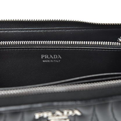Prada Soft Calfskin Diagramme Zip Around Wallet Black 6 of 11