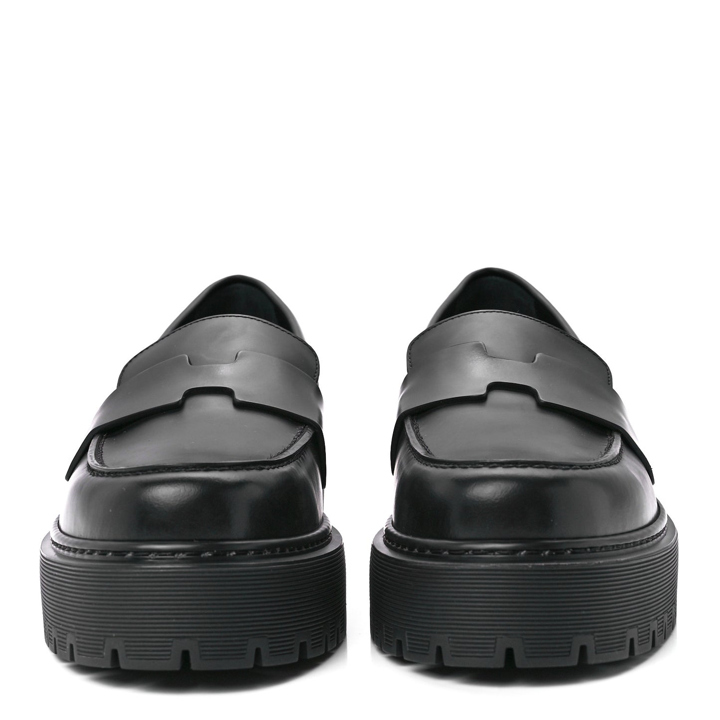 Glazed Calfskin Womens Hitch Loafers 37.5 Black