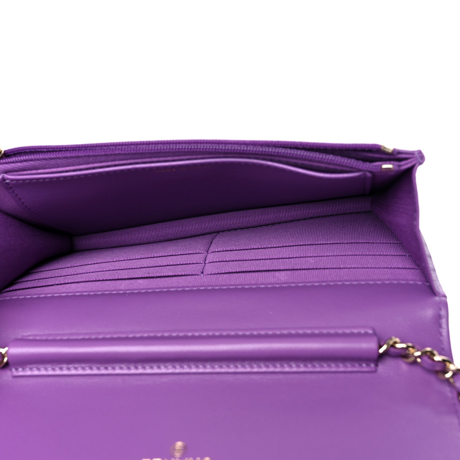 Chanel Lambskin Quilted Wallet On Chain WOC Purple 4 of 10