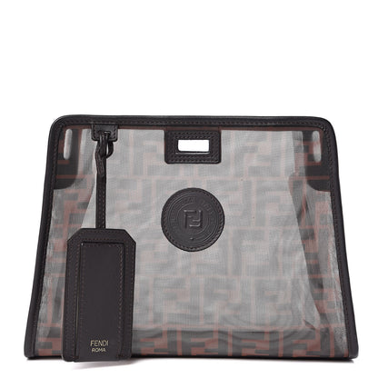 Fendi Mesh Vitello Century FF 1974 Mini Peekaboo Defender Cover Marrone Black Ebano 1 of 10