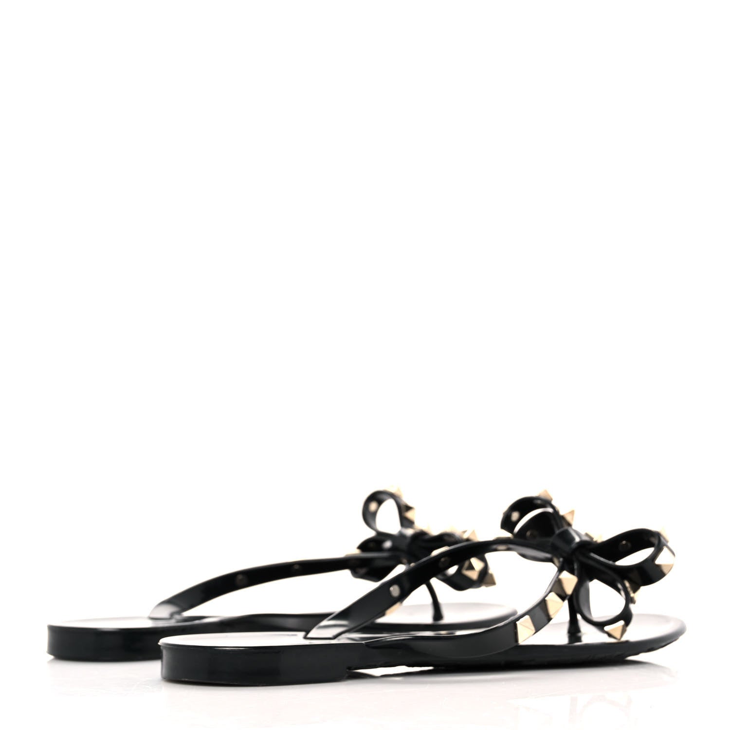 Valentino Garavani PVC Jelly Rockstud Bow Thong Sandals 36 Black 4 of 7
