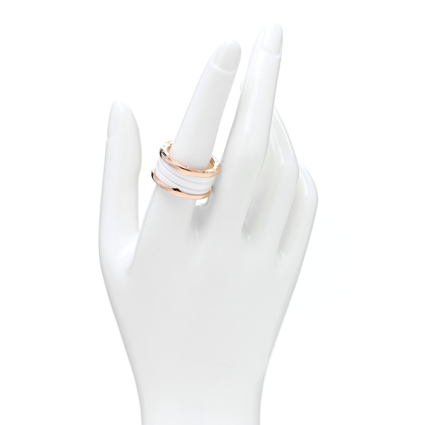 18K Rose Gold White Ceramic B.Zero1 Four-Band Ring 59 8.75