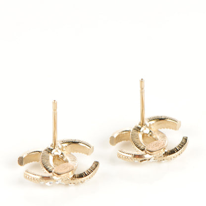 Chanel Crystal CC Moon Earrings Gold 3 of 5
