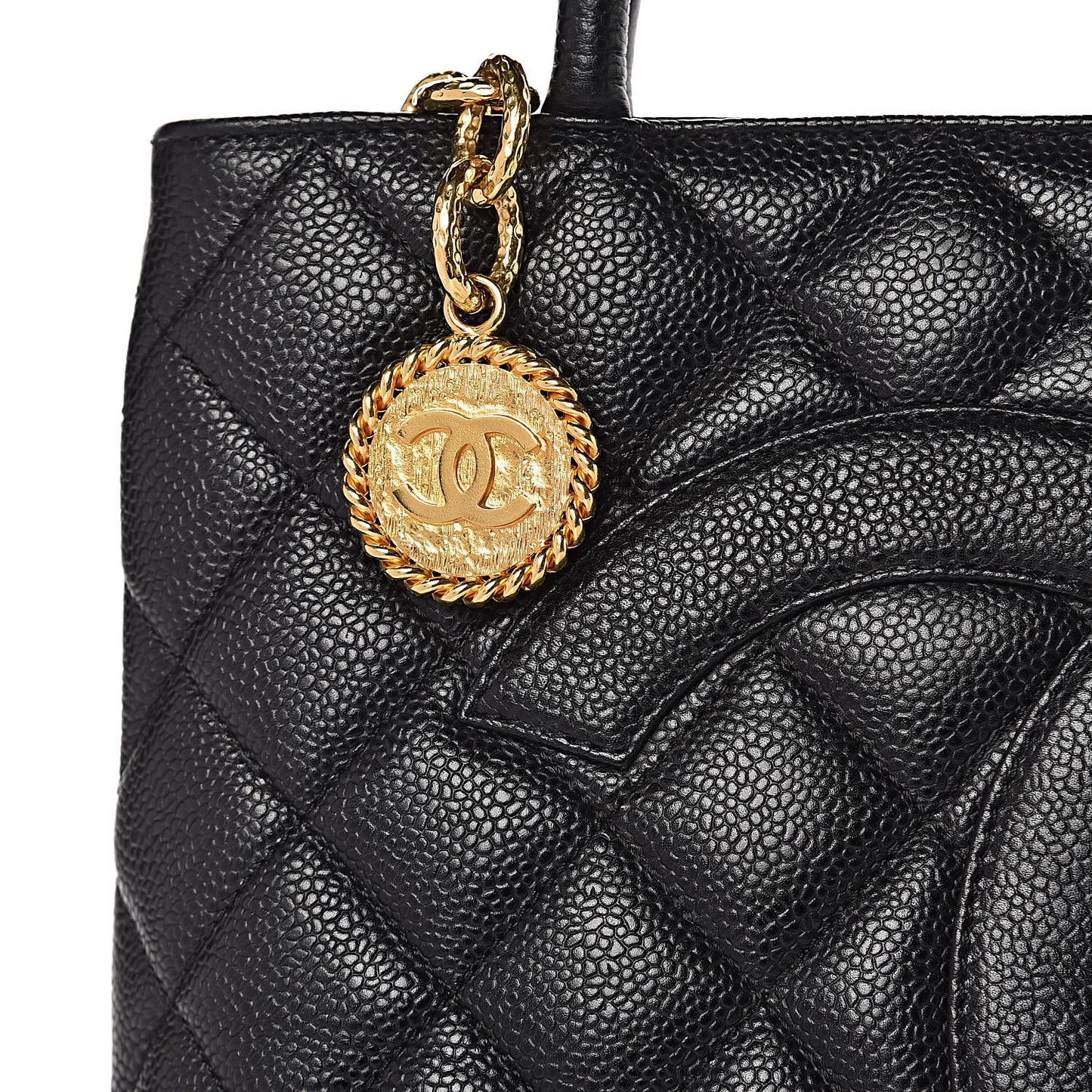 Caviar Quilted Medallion Tote Black