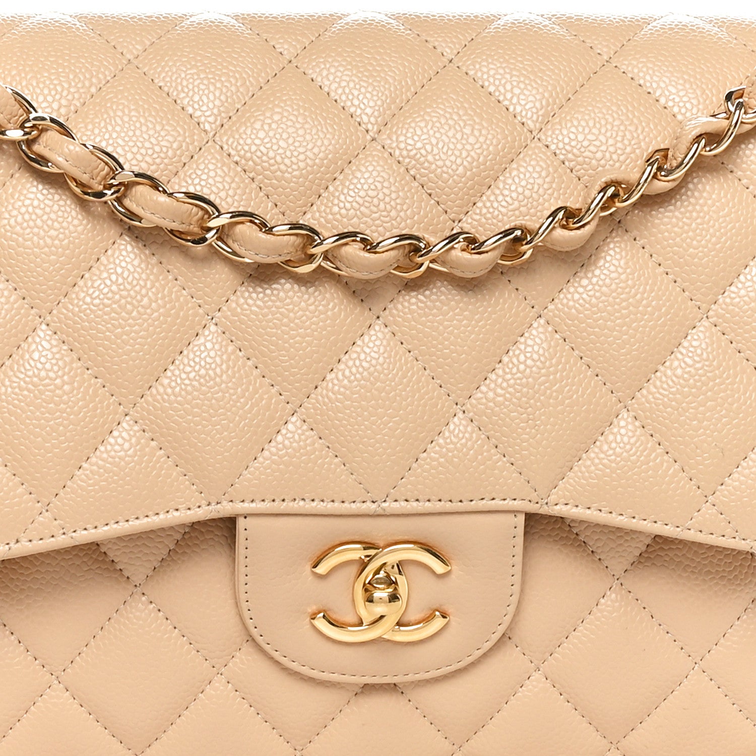 Chanel Caviar Quilted Jumbo Double Flap Beige 8 of 11