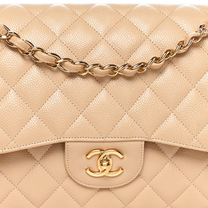 Chanel Caviar Quilted Jumbo Double Flap Beige 8 of 11