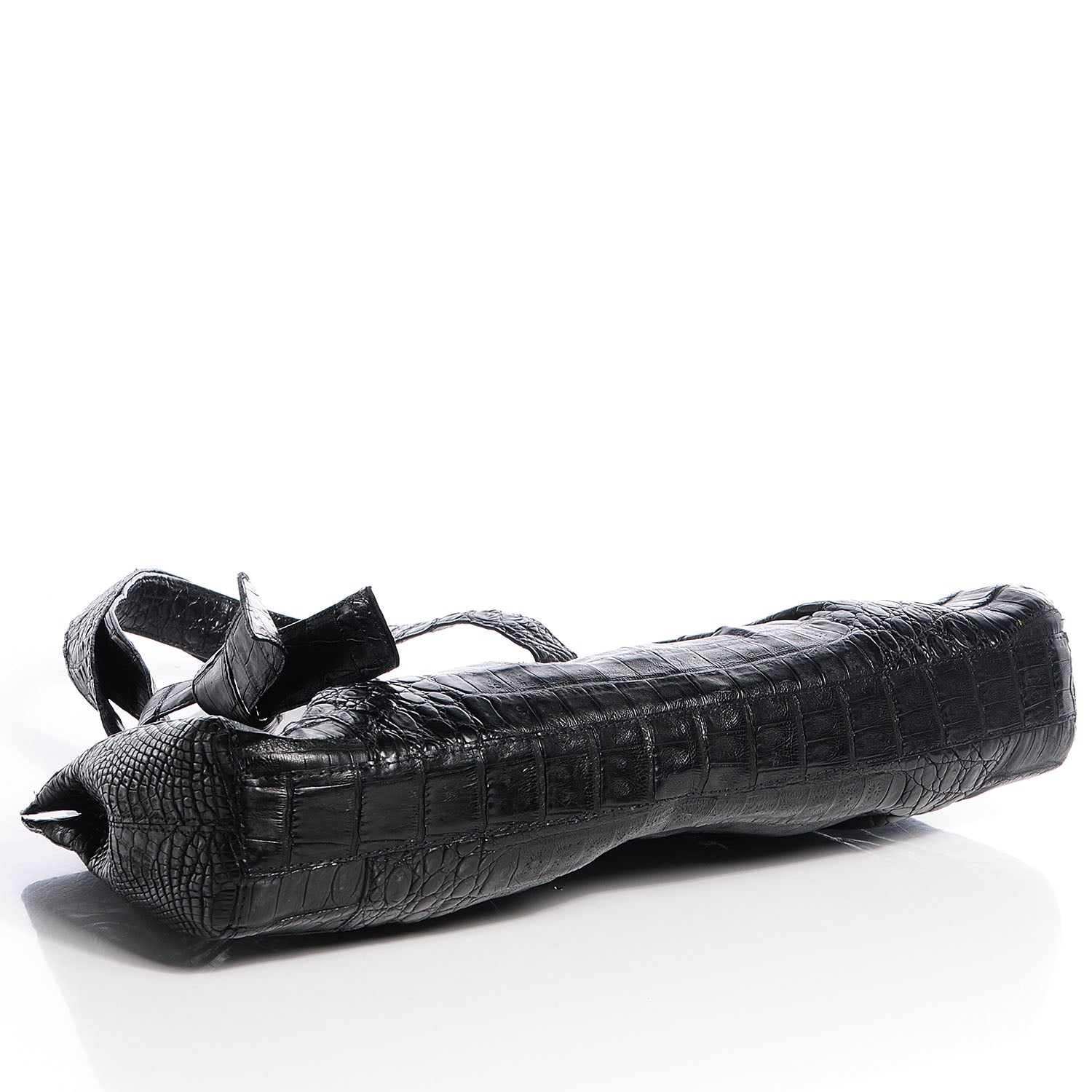 Nancy Gonzalez Crocodile Pleated Shoulder Bag Black 4 of 7