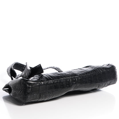 Nancy Gonzalez Crocodile Pleated Shoulder Bag Black 4 of 7