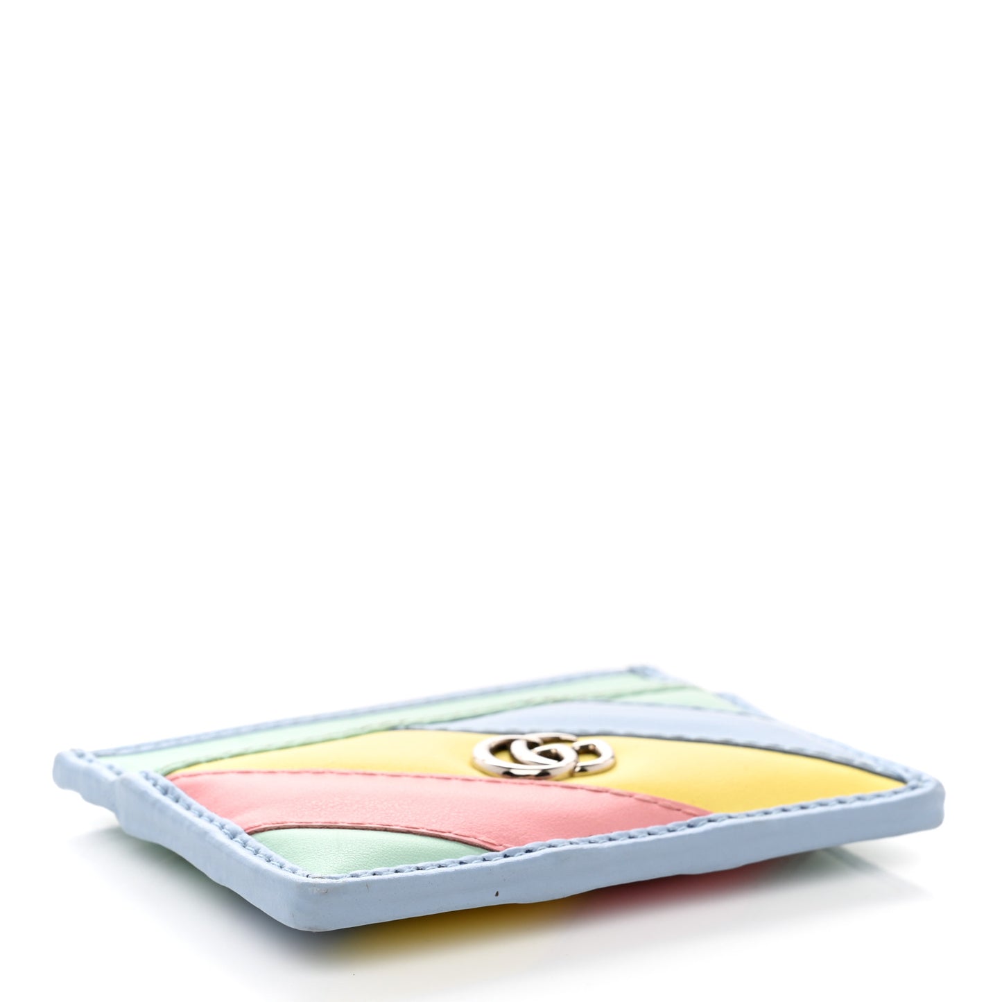 Calfskin Matelasse Diagonal GG Marmont Card Holder Wallet Multicolor Pastel