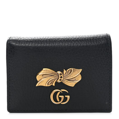 Gucci Calfskin GG Marmont Bow Card Case Black 1 of 8