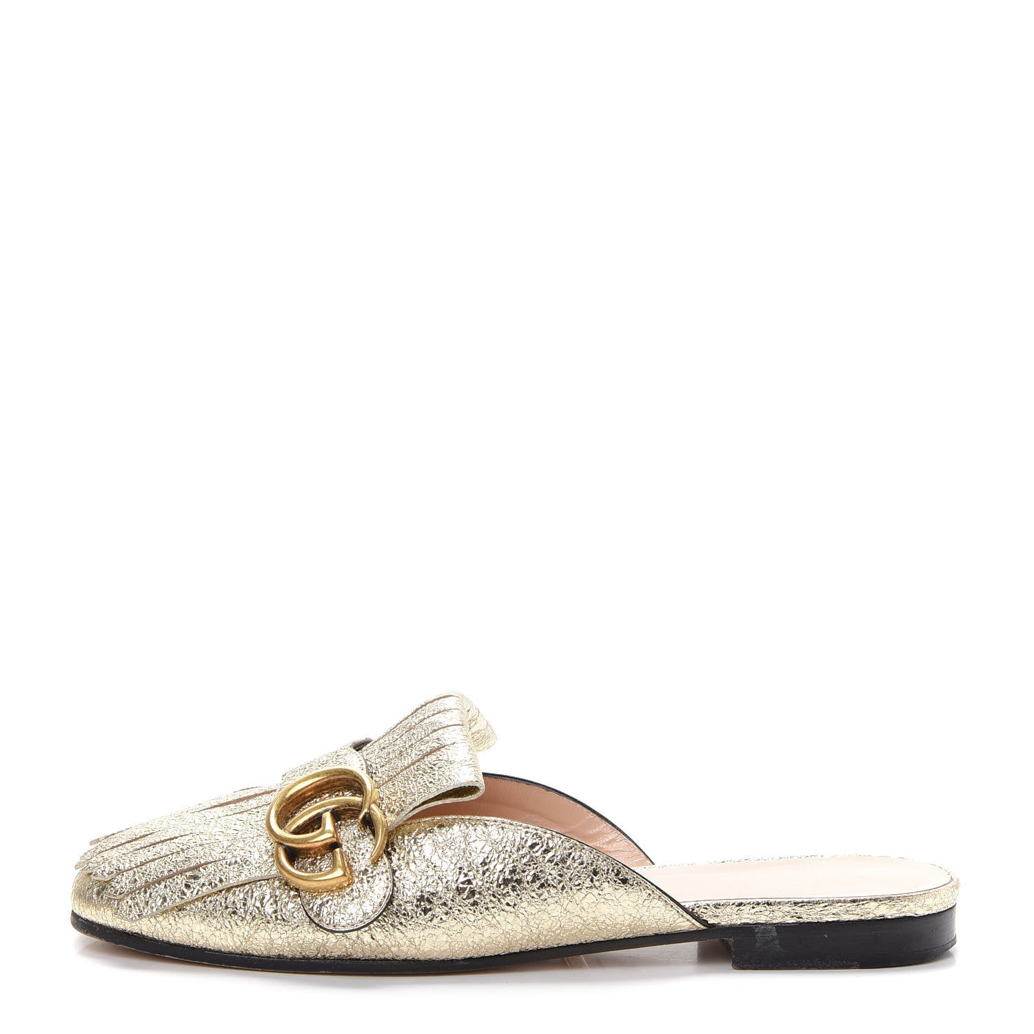 Gucci Galassia Womens GG Marmont Fringe Slippers 36 Platino 1 of 10