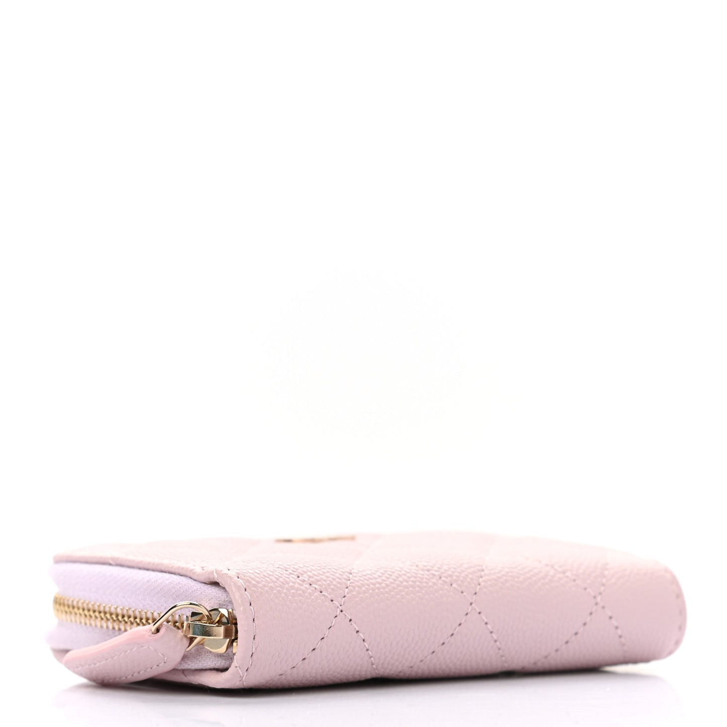 Caviar Quilted Zip Coin Purse Light Pink